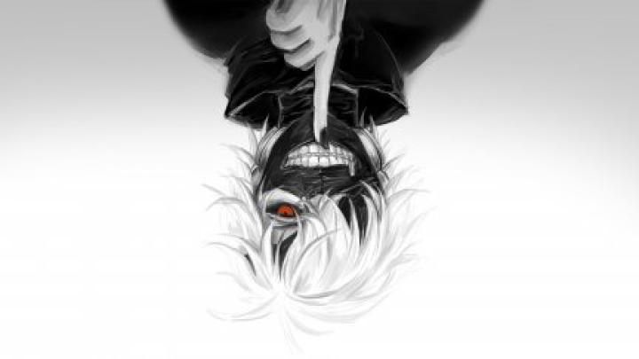 red eyes, Tokyo Ghoul, Kaneki Ken, anime, mask, simple background 
