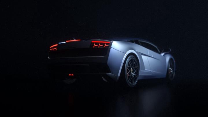 Download wallpaper 1920x1080 car, sportscar, dark, rear view, backlight 
