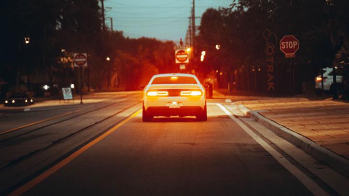 Download wallpaper 1920x1080 car, road, light, dusk, street full hd 
