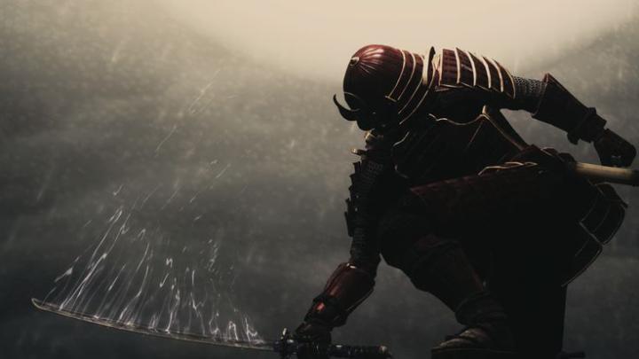 Download wallpaper samurai, sword, armor, background, rendering 