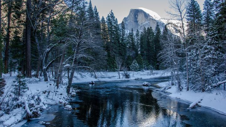 Download Snow, River, Winter, Forest, Mountain, Reflection, - Winter 