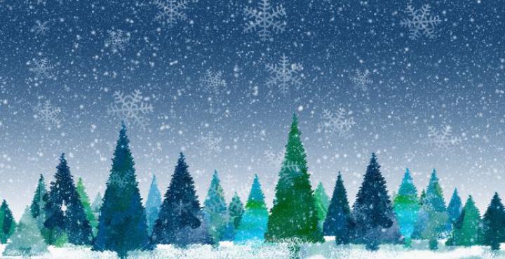 Desktop wallpaper christmas, decorations, trees, snowflakes, artwork 
