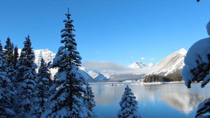 Winter Snow Lake Mountain, HD Nature, 4k Wallpapers, Images 