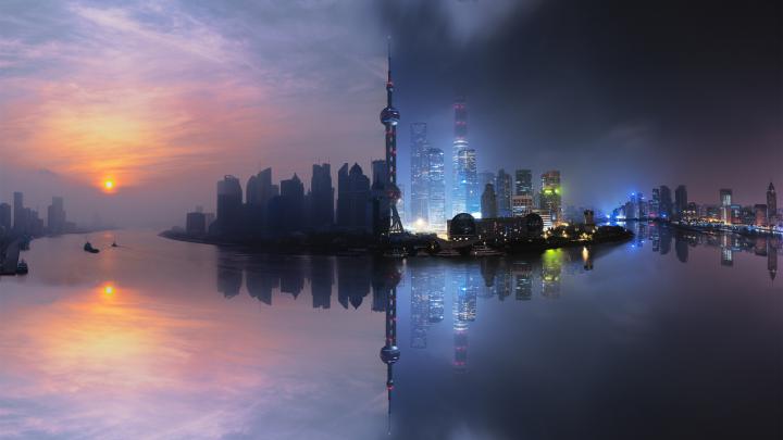 Download 1920x1080 wallpaper city, buildings, reflections, shanghai 