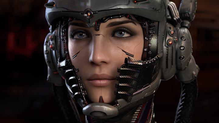 1920x1080 Wallpaper Futuristic Girl Cyberpunk Cyborg Helmet HD 