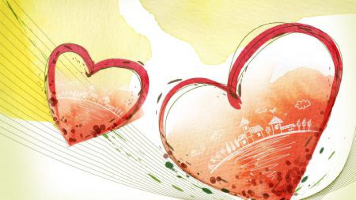 Download Wallpaper 1920x1080 heart, couple, love, card, paint Full HD 
