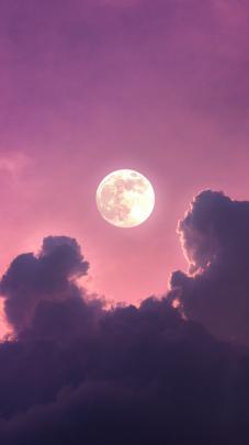 Beautiful Pink Sunset Moon Wallpaper