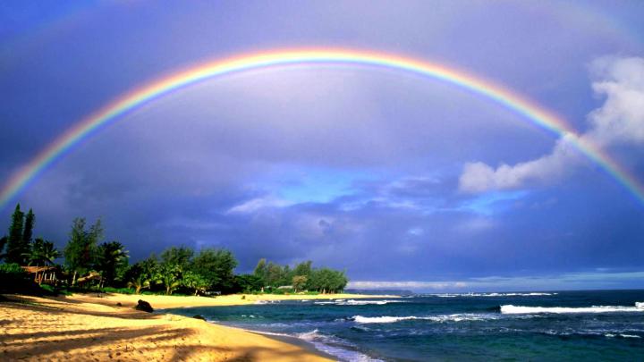 Beautiful Nature Wallpaper Big Size #14 with Rainbow on Beach - HD 
