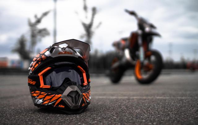 Motorcycle wallpaper, KTM, supermoto, helmet, transportation, mode of 