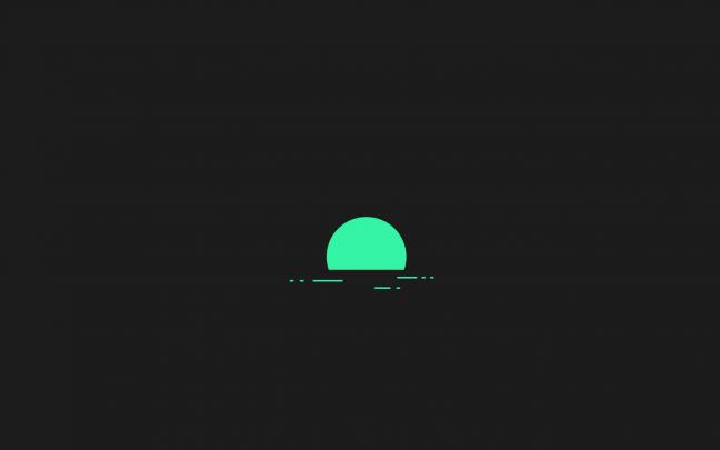Green semi-circle on black background illustration, minimalism 