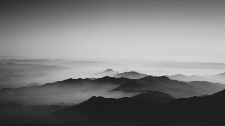 monochrome, Black, Clouds, Mountain, Sky, White Wallpapers HD \/ Desktop 