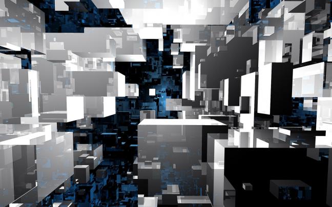 abstract, Blue, Black, Pattern, White, Infinity, Cube Wallpapers HD 