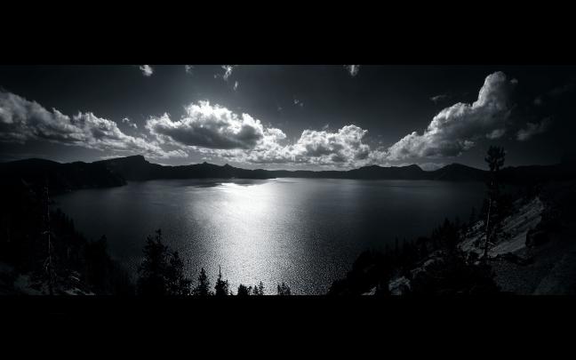 lake, Landscape, Clouds, Black, White Wallpapers HD \/ Desktop and 