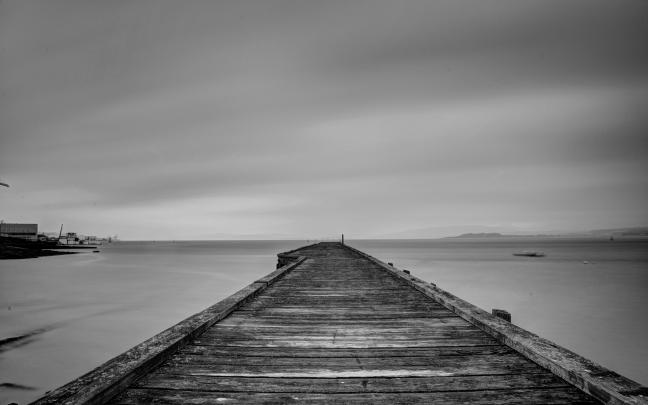 dock, Lake, Black, White, Architecture, Buildings, Sky, Clouds 