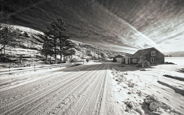 snow, Winter, Road, House, Bw, Trees, Black, White, Roads, Architecture 