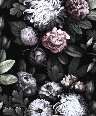 Dark Floral Wallpaper, floral peonies wallpaper, dark flowers, Peony 