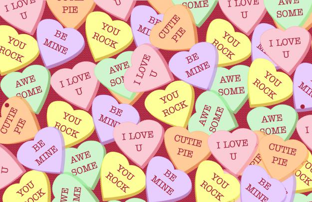[45+] Candy Hearts Wallpaper 