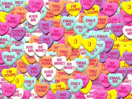 [45+] Candy Hearts Wallpaper 