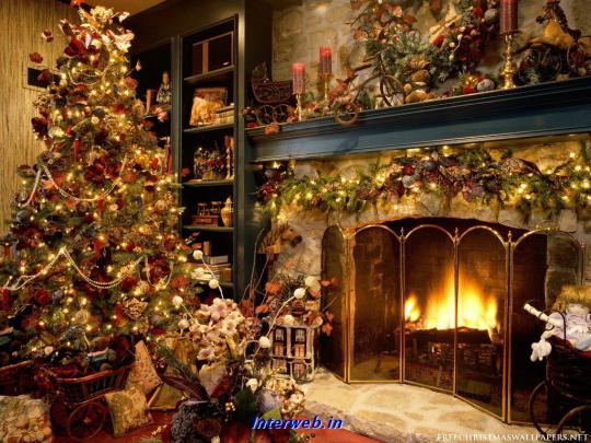 [48+] Christmas Live Fireplace Wallpaper 
