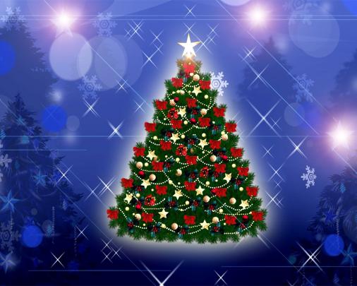 Christmas Tree Decoration in Blue Background Photos | HD Wallpapers