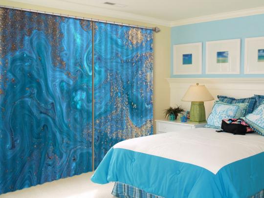 3D Blue Watercolor CC320 Blockout Photo Curtain Print Curtains Drapes 