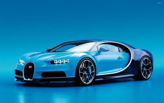 Front side view of a blue Bugatti Chiron wallpaper - Car wallpapers 
