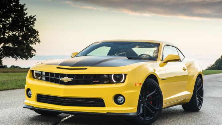 Download Wallpaper 1920x1080 chevrolet, camaro, 1le, yellow, front 