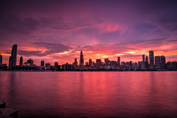 1920x1080 Chicago Buildings Evening Lights Skycrapper Sunrise Laptop 