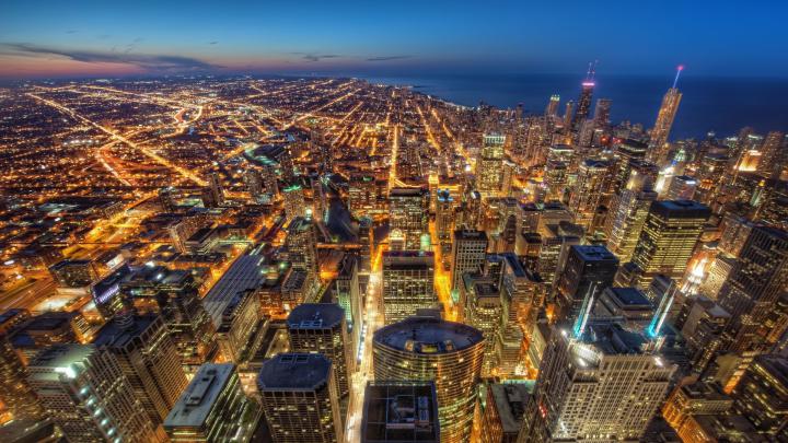 Download Wallpaper 1920x1080 chicago, usa, skyscrapers, night, city 