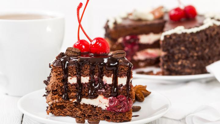 Desktop Wallpaper Cake, Slice, Food, Cherry, Dessert, 4k, Hd Image 