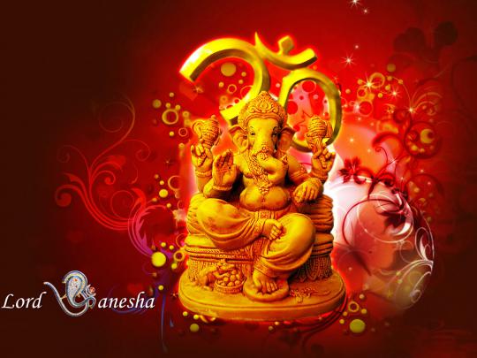 Lord Ganesha Hindu Hd Wallpaper Red And Yellow Color 1920x1200 