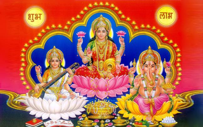 Laxmi Ganesh Saraswati Photo Wallpaper For Desktop 1920x1200 