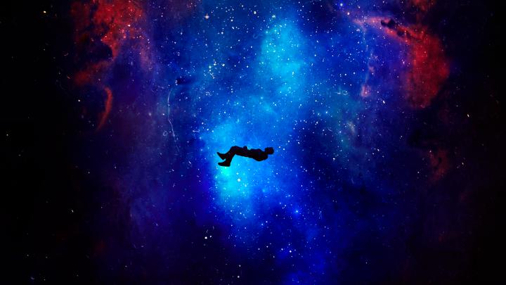 Download 1920x1080 wallpaper silhouette, levitation, space, cosmos 