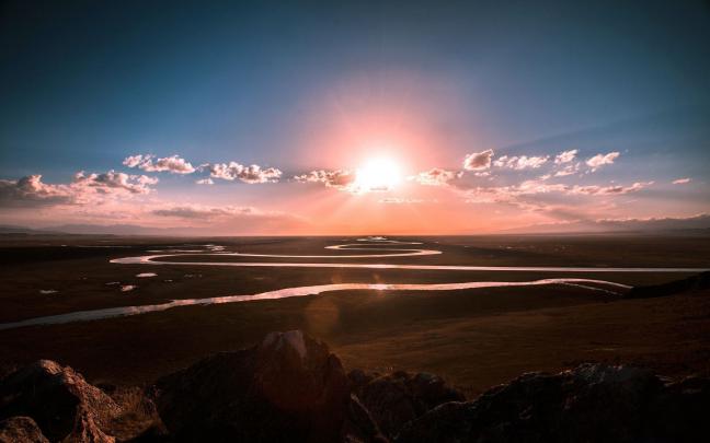 landscape, Nature, Clouds, River, Sun, Hills Wallpapers HD \/ Desktop 