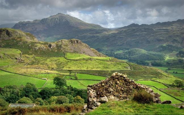 ancient, Ruins, Hills, Mountains, Fields, Sky, Clouds, Architecture 
