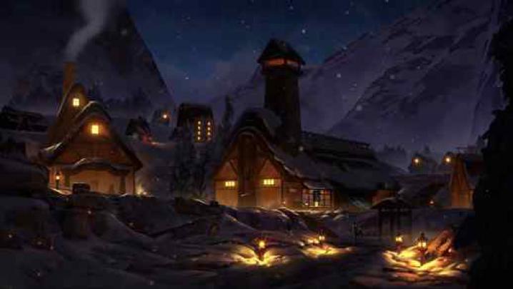 Fabulous Night Snow Village - Live Desktop Wallpapers