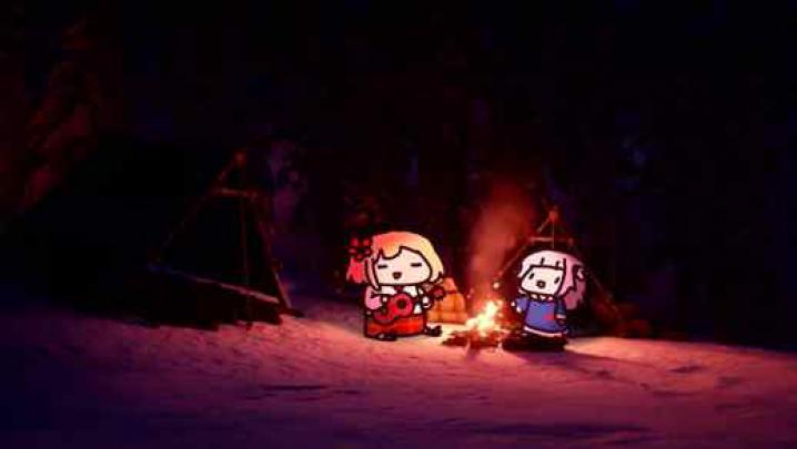 Gawr Gura and Amelia Watson Night Campfire - Live Desktop Wallpapers