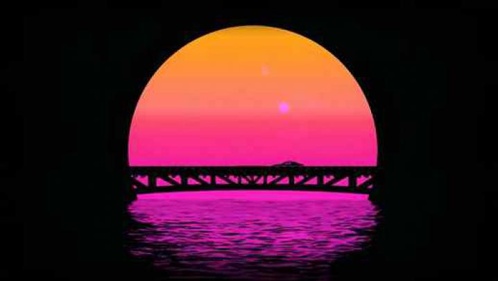 Cartoon Bridge Pink Sunset - Live Desktop Wallpapers
