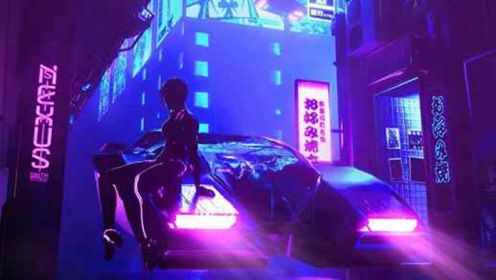 Nexus Cyberpunk Neon City Girl and Flying Car - Live Desktop Wallpapers
