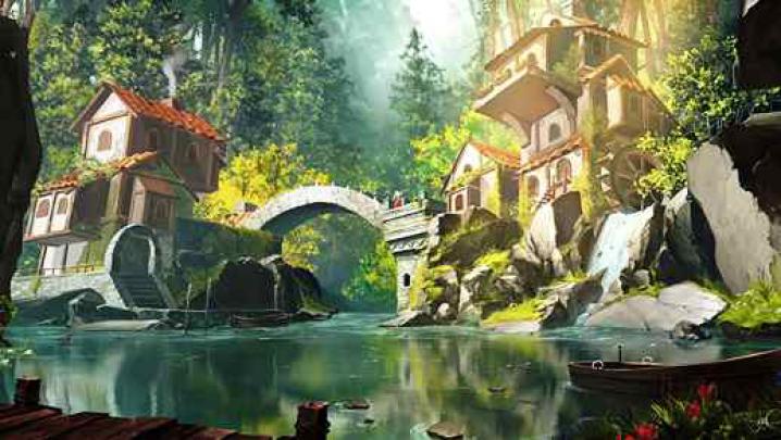A Fairy-Tale Village in a Fairy-Tale World \/ Bridge \/ Water Mill - Live 