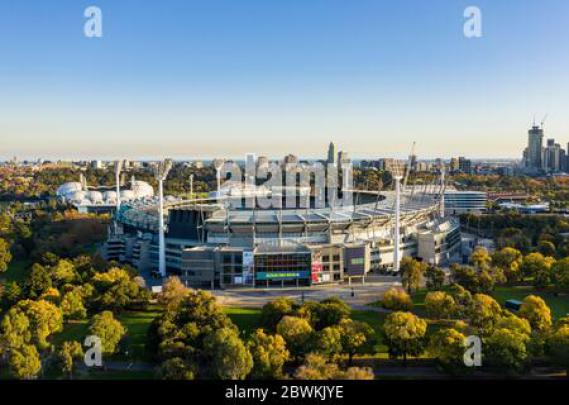 Melbourne Australia May 15th 2020 : Aerial view of the famous Melbourne 