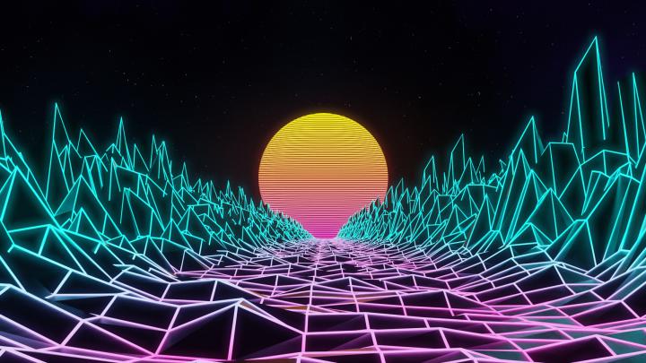 neon, Retrowave, synthwave, digital art, cyan, pink | 1920x1080 