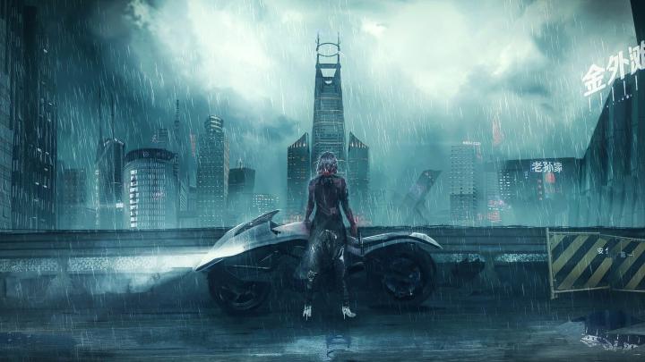 1920x1080 Cyber City Bike Girl Laptop Full HD 1080P HD 4k Wallpapers 