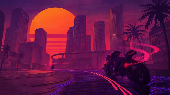 1920x1080 Neon City Cyber Bike Laptop Full HD 1080P HD 4k Wallpapers 