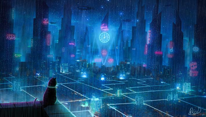 Cat Rain Dream Cyberpunk City 4k, HD Artist, 4k Wallpapers, Images 