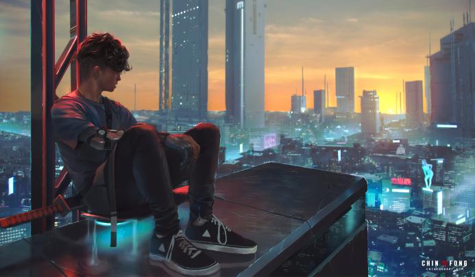 Cyber City Alone Skater 4k, HD Artist, 4k Wallpapers, Images 