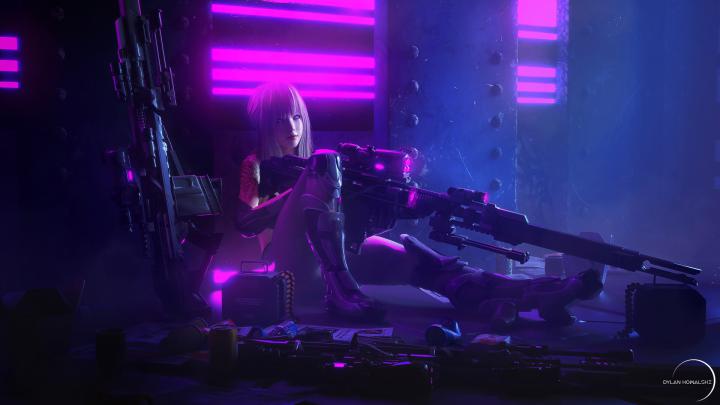 1920x1080 Cyberpunk Sniper Girl Laptop Full HD 1080P HD 4k Wallpapers 