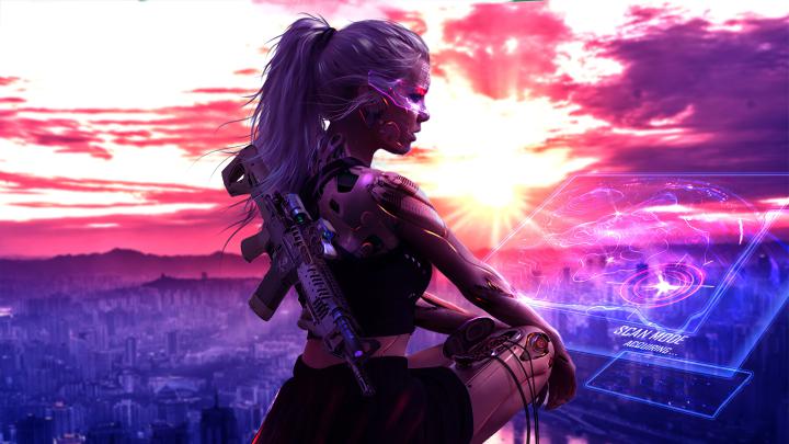 Cyberpunk Girl With Gun 4k Artwork, HD Artist, 4k Wallpapers, Images 