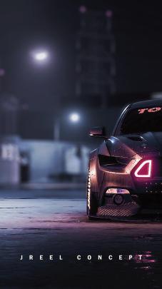 Wallpaper black Ford Mustang, dark, car, vehicle, motor vehicle, mode 