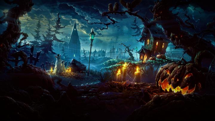 Download 1920x1080 Wallpaper Illustration, Artwork, Night, Halloween 
